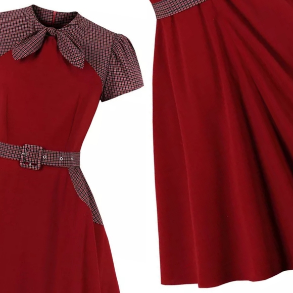 Plaid Pocket Swing Pin Up Dress - Picture 3 of 6